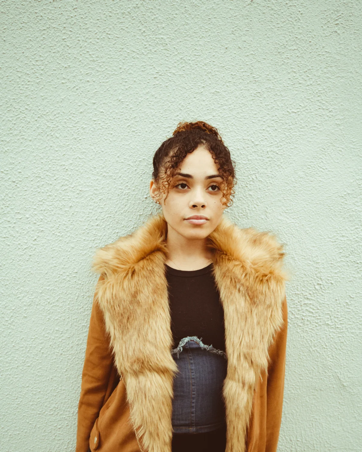 Woman wearing a puffer coat in winter